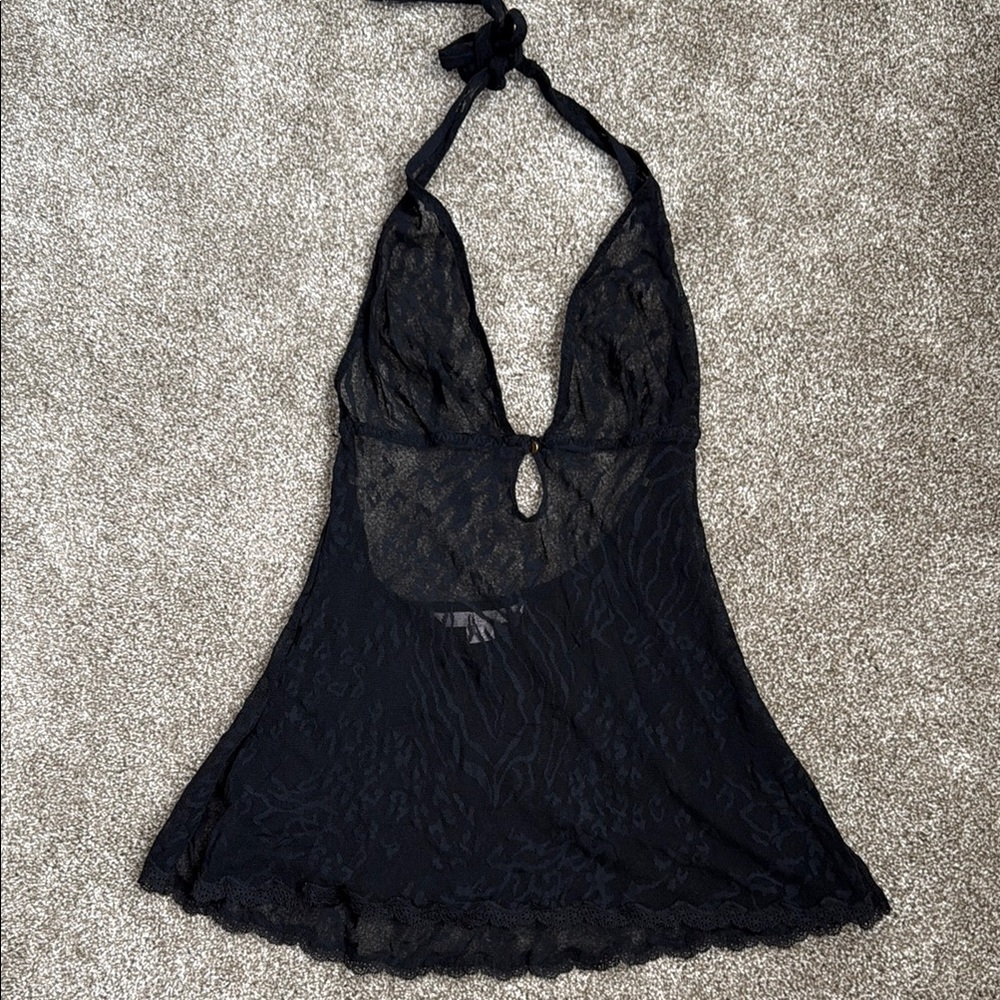 Elegant Black Lace Halter Babydoll lingerie